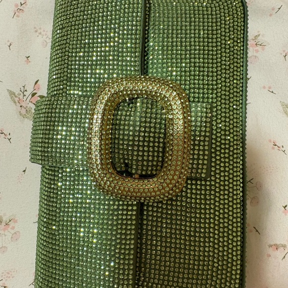 Green Crystal Rhinestone Embellished Crossbody Clutch Sparkly - Picture 2 of 11